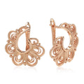 Rose Gold Drop Earrings for Women - Vintage Metal Flower Jewelry