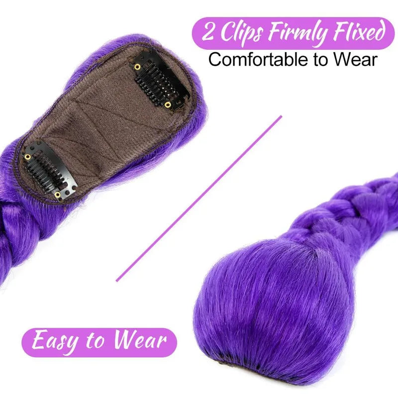 Synthetic Braided Purple Ponytail Hair Extension for Kids & Girls Halloween Costume