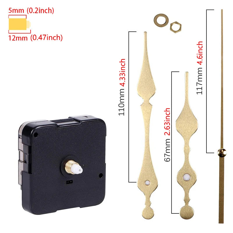 Silent Quartz Wall Clock Mechanism Kit with Hands for DIY Repair