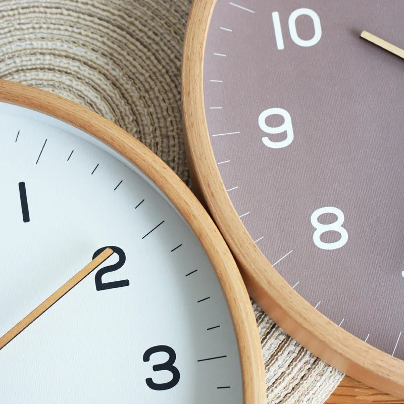 12-Inch Modern Japanese Style Wooden Wall Clock - Silent Quartz Home Decor
