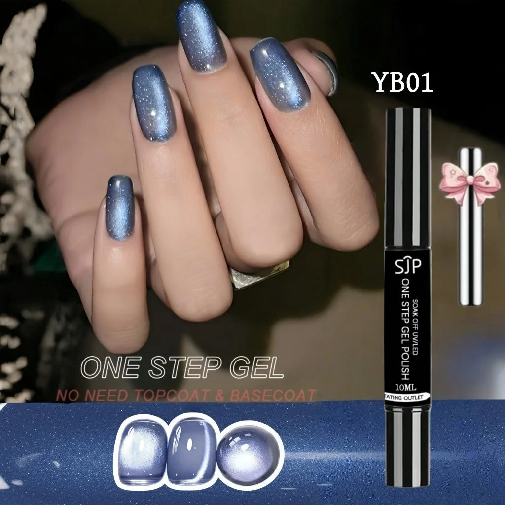 10ML One Step Cat Eye Gel Nail Polish Pen - Long-Lasting 3-in-1 Salon & Home Use