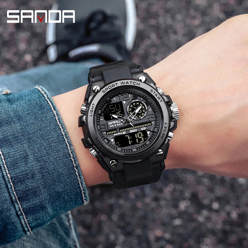 Men's Digital Sports Watch Dual Display Waterproof Quartz Military Watch