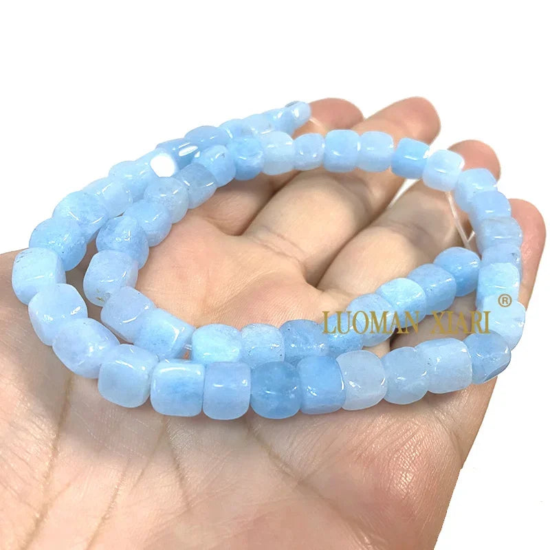 Natural Chalcedony Cube Beads 8x8mm Loose Square Spacer Stones for Jewelry Making