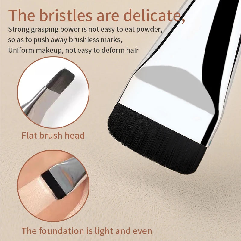 Stainless Steel Foundation Brush and Paddle Set - Makeup Tool Kit for Face & Concealer