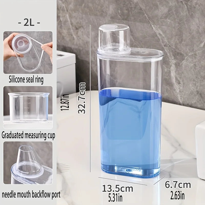 Transparent Laundry Detergent Dispenser with Measurement Markings - Storage Box for Powder, Bleach, Fabric Softener