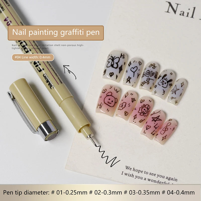 Waterproof Nail Art Graffiti Line Pen Set for Fine Pattern Drawing