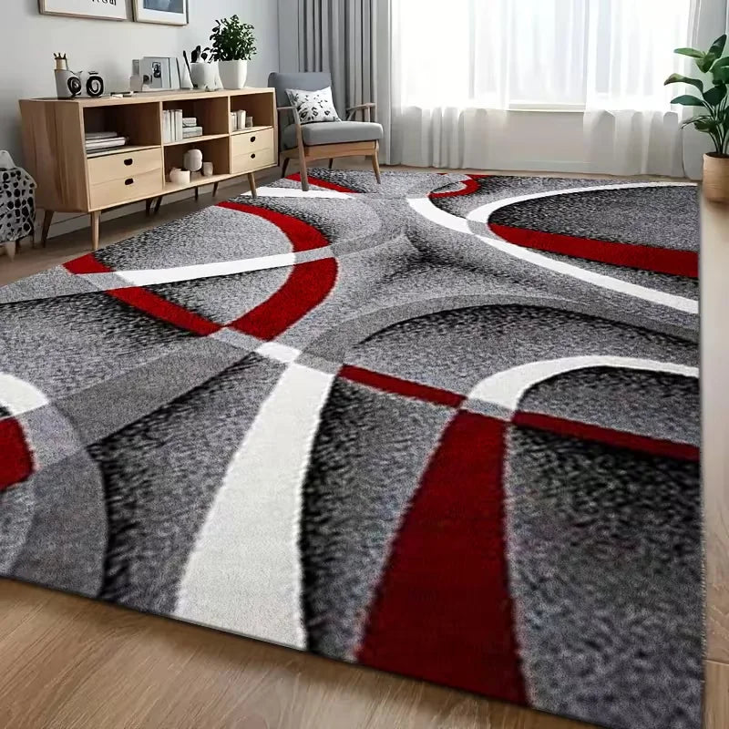 Modern Abstract Swirl Geometric Area Rug - Non-Slip Indoor Floor Mat for Living Room and Bedroom