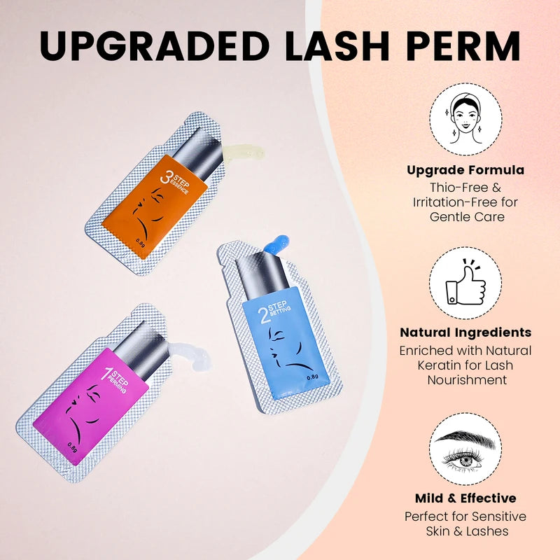 Lash Lift Eyelash Perming Kit with 8-12 Minutes Instant Curling & Lasts 6-8 Weeks
