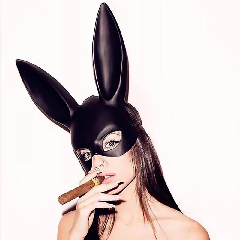 Black and White Rabbit Mask for Halloween Party Costume and Cosplay