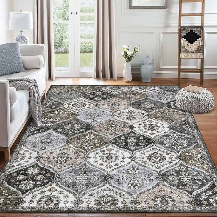 Bohemian Moroccan Style Area Rug Non-Slip Soft Carpet for Living Room Bedroom Home Decor