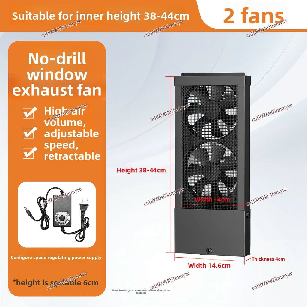 Retractable Glass Window Exhaust Fan - Silent, Strong Speed Control