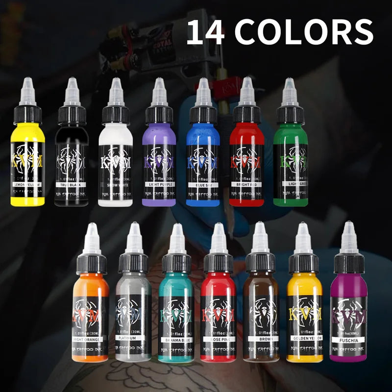 Professional 30ml/1oz Multi-Color Tattoo Ink Set for Body Art & Permanent Makeup