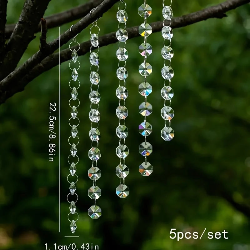 5pcs Crystal Glass Garden Suncatchers Set Outdoor Decor Wedding Party Accessories