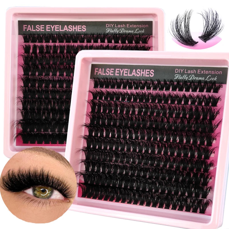 Fluffy 5D False Eyelash Clusters 10-18mm Mix Wispy Individual Lashes DIY Extensions