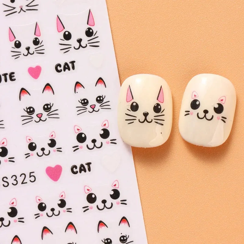 2PCS Cat Nail Sticker Set for DIY Nail Art and Decorations