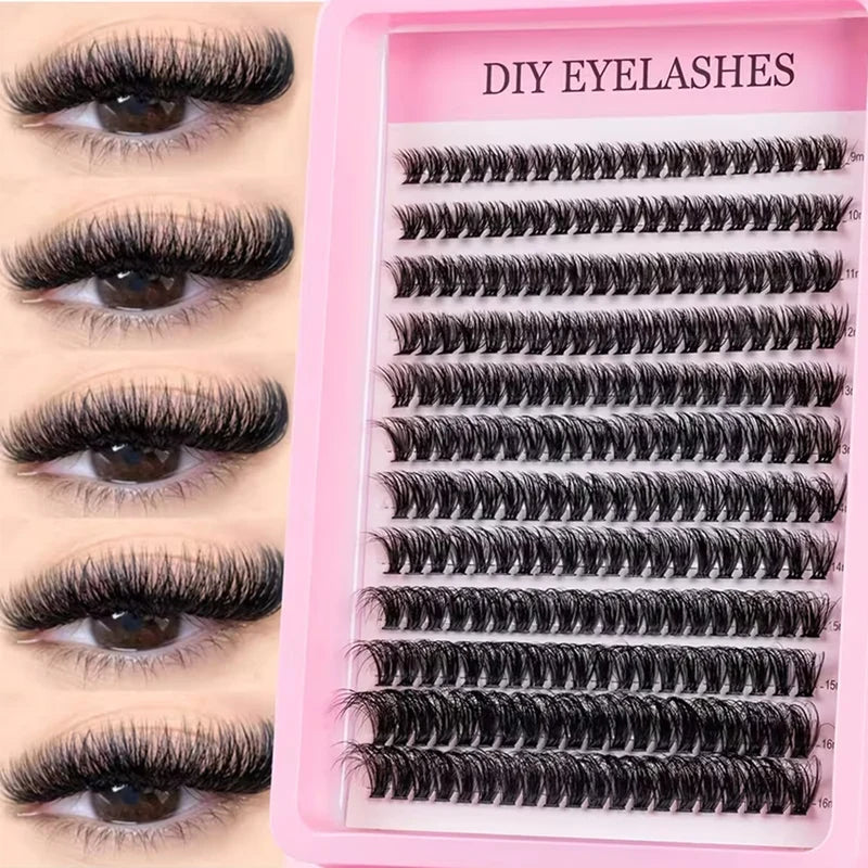 Cluster Lash Extensions 240pcs 40D Mixed Length Reusable Natural Look False Eyelashes