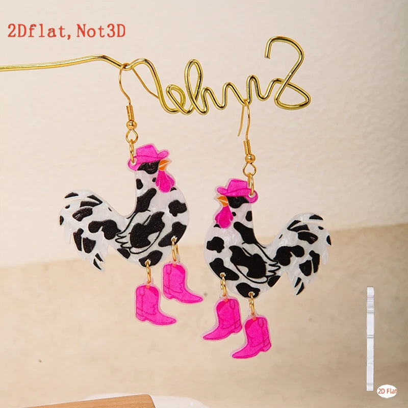 European American Cross Border Chicken Earrings Christmas Animal Jewelry