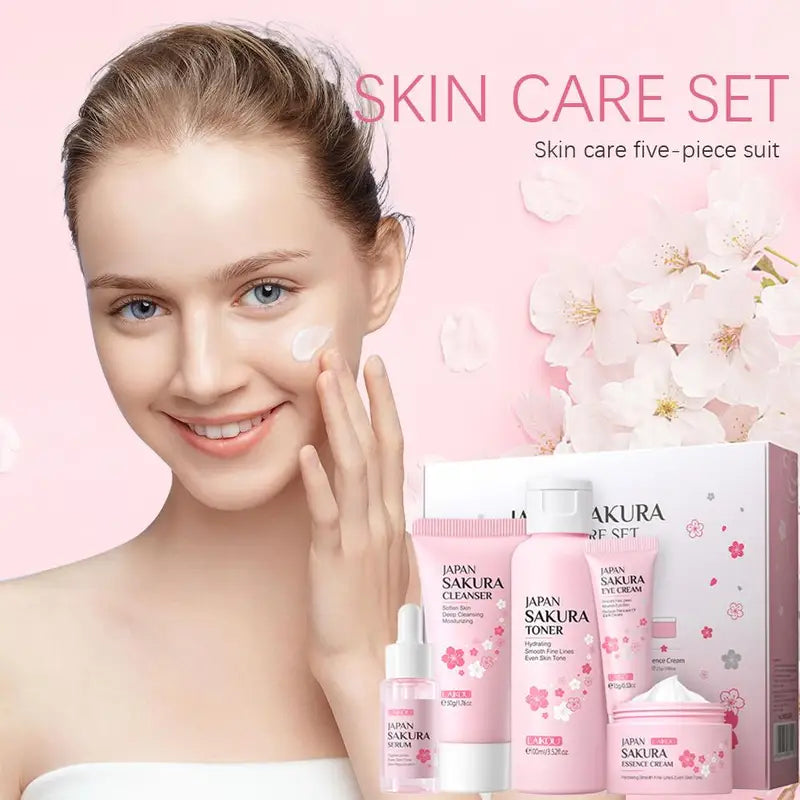 Facial Care Set with Cleanser, Toner, Serum, Eye Cream & Face Cream - Travel Size