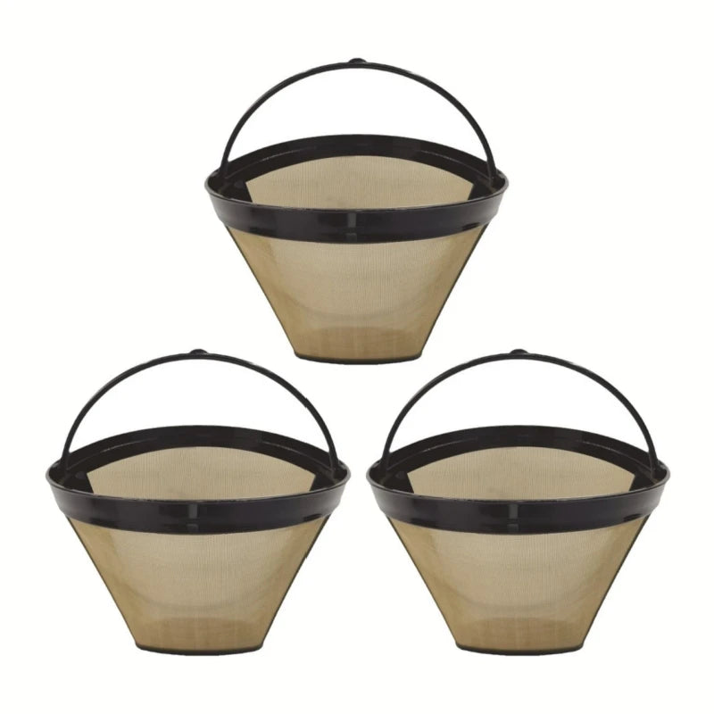 Stainless Steel Cone Shape Reusable Coffee Filter Mesh Basket - Fits 4# Coffee Makers