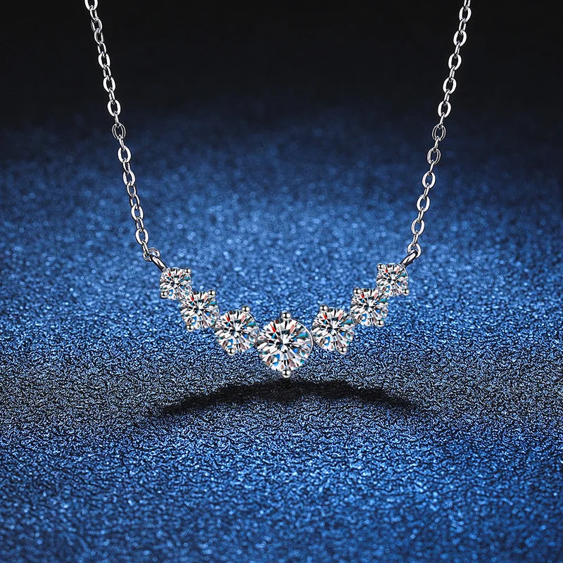 Moissanite Necklace for Women Wedding Jewelry 925 Sterling Silver Plated 18K White Gold