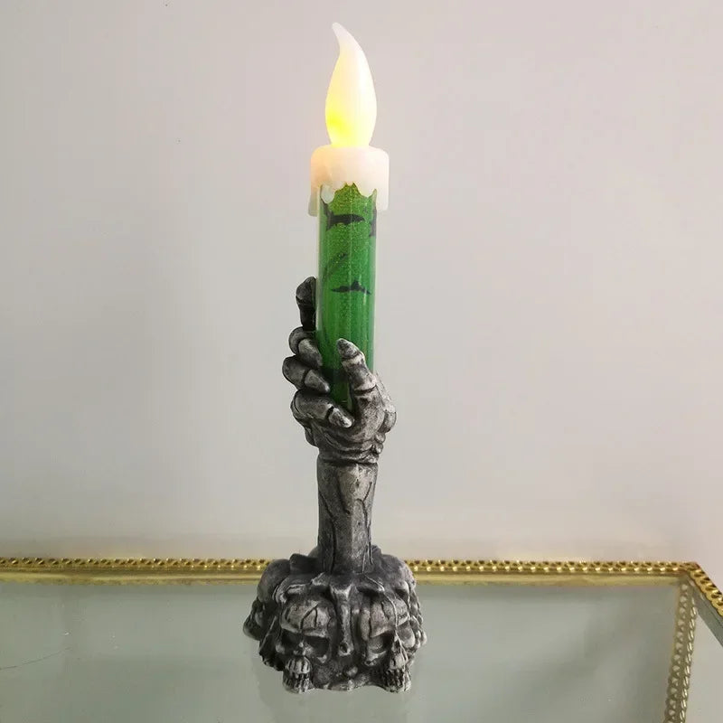 Halloween Ghost Skeleton Decoration with LED Luminous Candle Light - Plastic Props