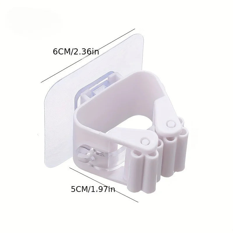 2/4pcs Mop Organizer Holder Wall Mount with No Drill Adhesive Bathroom Storage Hooks
