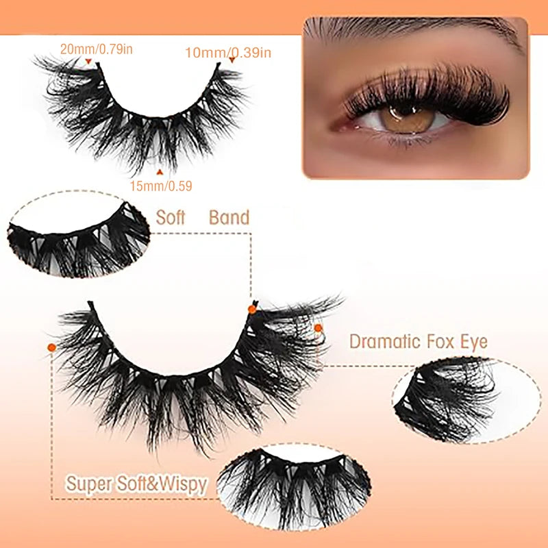 Wholesale 50 Pairs Faux Eyelashes Natural Long Curl Fluffy Reusable Lash Set