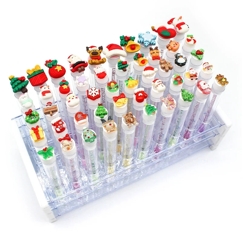 Christmas Reusable Eyelash Brush Tubes with Replaceable Mascara Wands - Dustproof Lash Extension Supplies