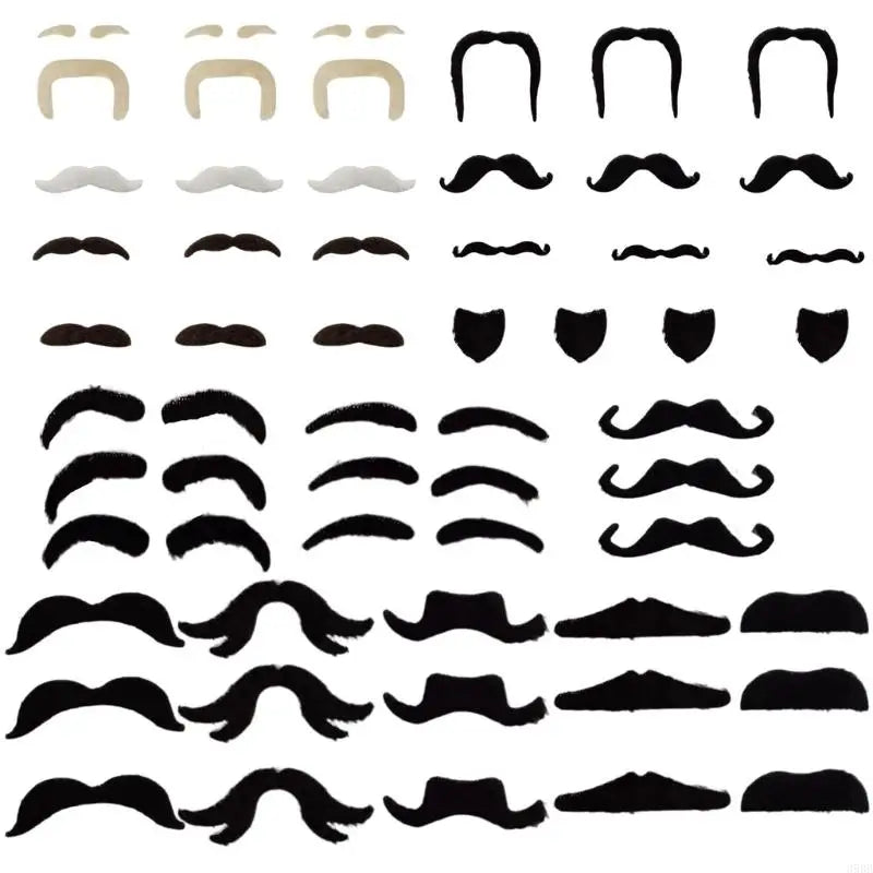 Fake Mustache Set for Parties Halloween Cosplay & Performances - 49 Styles