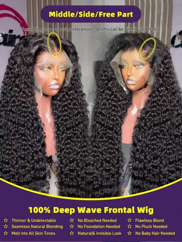Jerry Curly Lace Front Wigs Human Hair 13x4 13x6 HD Transparent Lace 250 Density