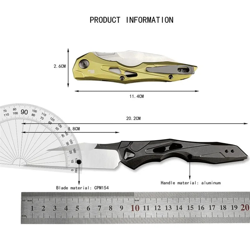 Camping & Survival Fixed Blade Knife CPM154 Blade Aluminum Handle Outdoor EDC Tool