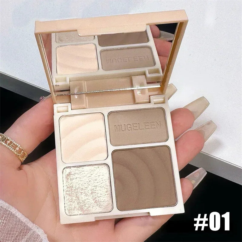 Multicolor Face Highlighter Palette Natural Matte Glitter Powder for Contouring & Brightening