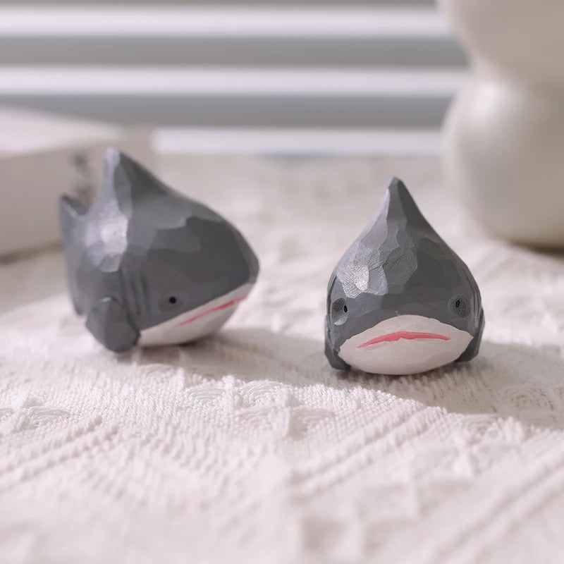 Handmade Wooden Shark Sculpture for Home Decor - Unique Desk & Room Accent