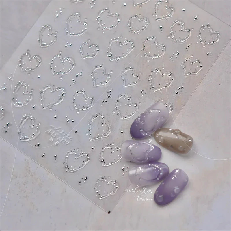 Jelly Nail Stickers Shiny French Ice Crystal Stars Self-Adhesive Nail Art Decals