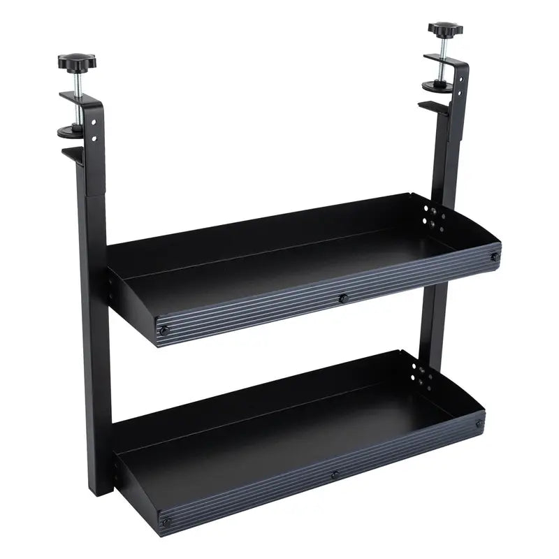 Clamp-On 2-Tier Desk Shelf Organizer with Adjustable Storage Tray