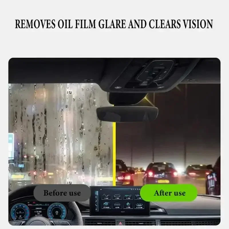 Car Glass Cleaning Brush Oil Film Remover & Sponge Dual-Purpose Tool