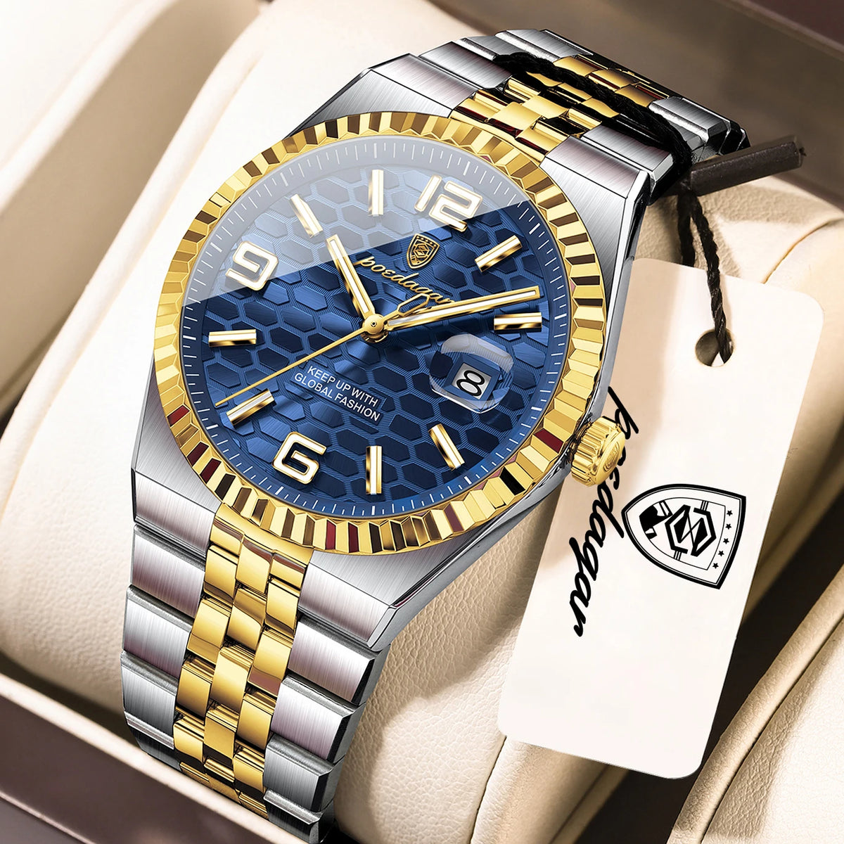 Men's Waterproof Luminous Sport Wristwatch with Date - Stainless Steel Quartz Business Watch