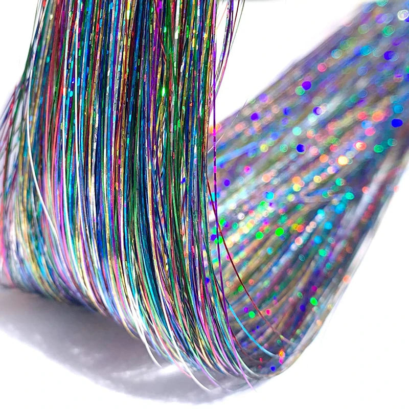 Colorful Glitter Hair Tinsel Kit Rainbow Hair Extensions for Braiding & Styling