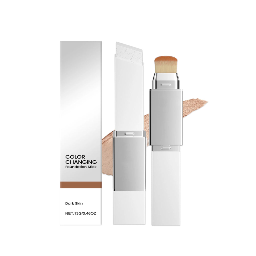 2-in-1 Color Changing Foundation Stick with Detachable Brush - Natural Matte Coverage
