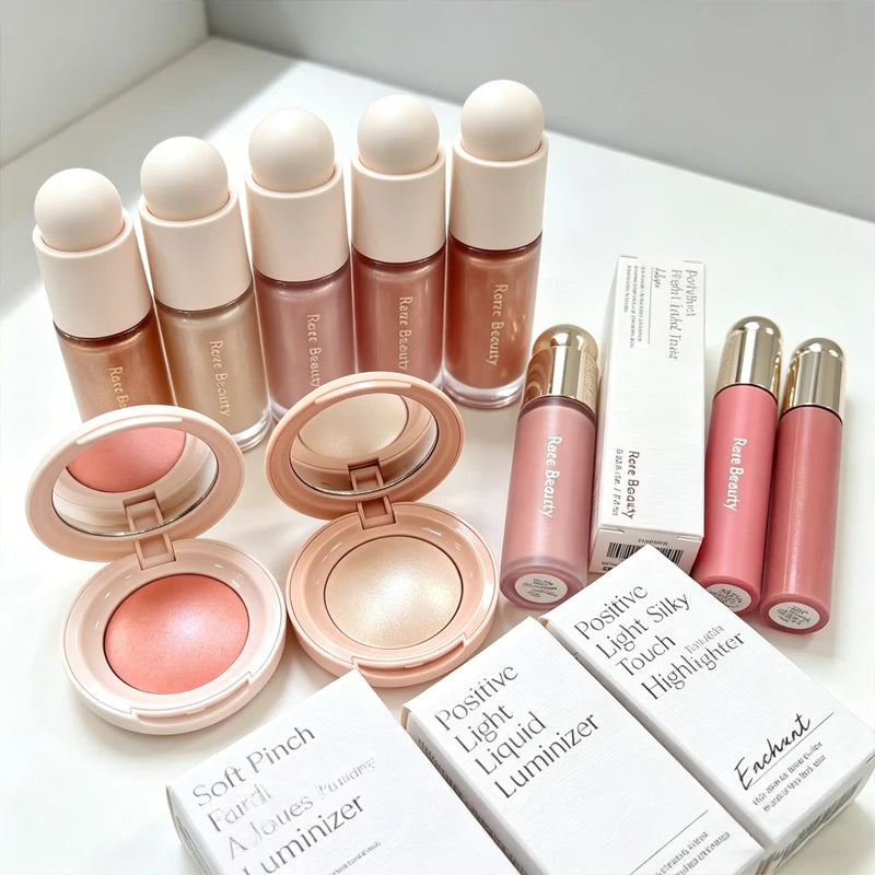 Face Makeup Powder Blush Highlight Set Natural Radiant Finish Long-Lasting Glow