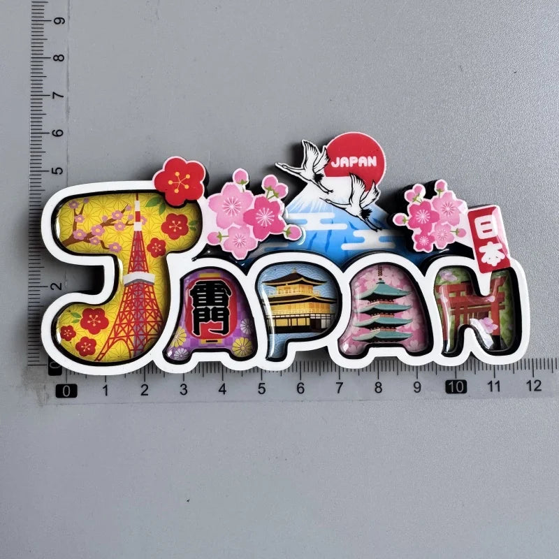 Japanese Landmark Refrigerator Magnets Set - Osaka Mount Fuji Tokyo Tower Hakone