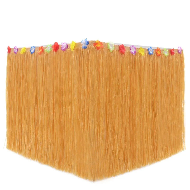 Tropical Luau Grass Table Skirt for Hawaiian Party Beach Decor 100x60cm