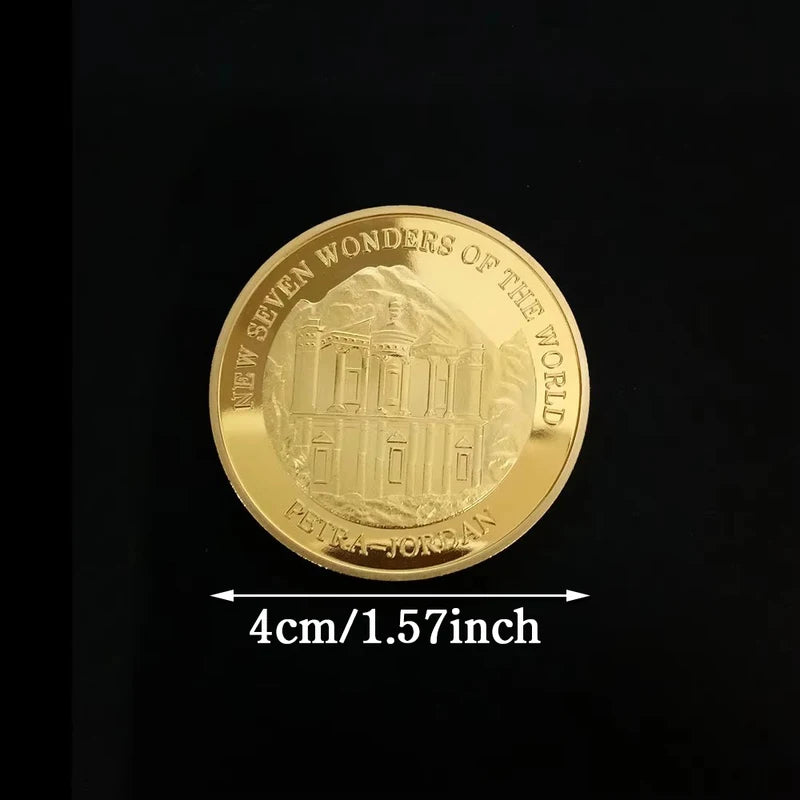 Seven Wonders of The World Coin Collection Gold-Plated Commemorative Badge Travel Souvenir