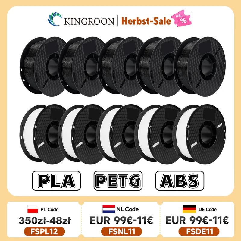 10kg 3D Printer Filament Set - PLA, ABS, PETG in Multiple Colors, 1.75mm