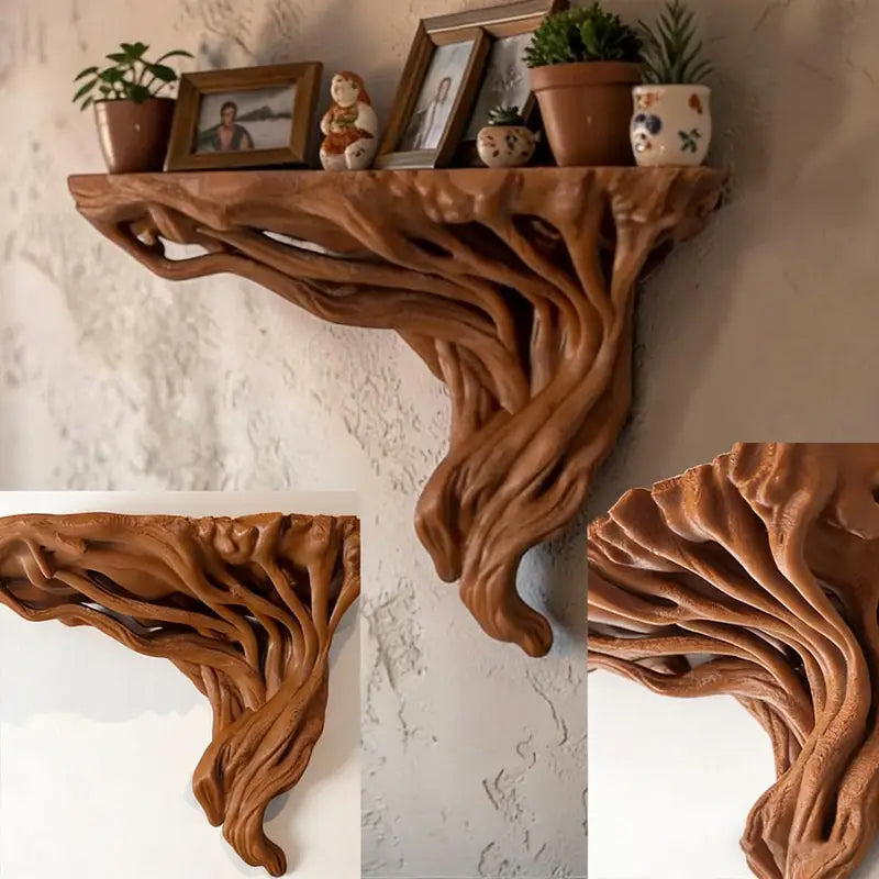 Tree Root Wall Shelf Bohemian Rustic Floating Storage Rack Wall Mount Decor