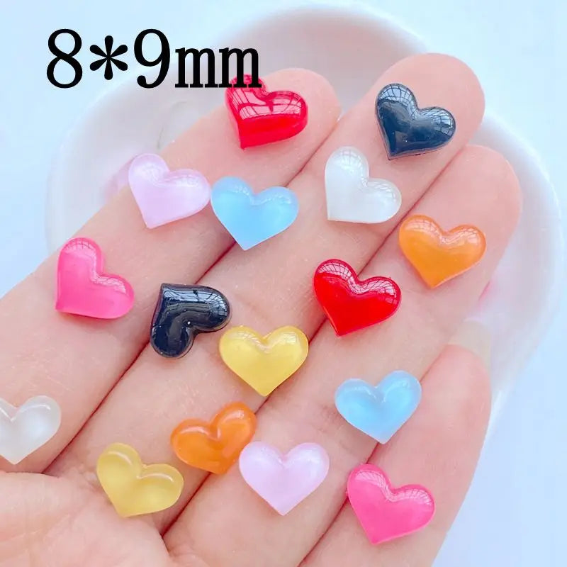 Mini Heart-Shaped Resin Embellishments for Scrapbooking and Jewelry Making - 50 Pieces