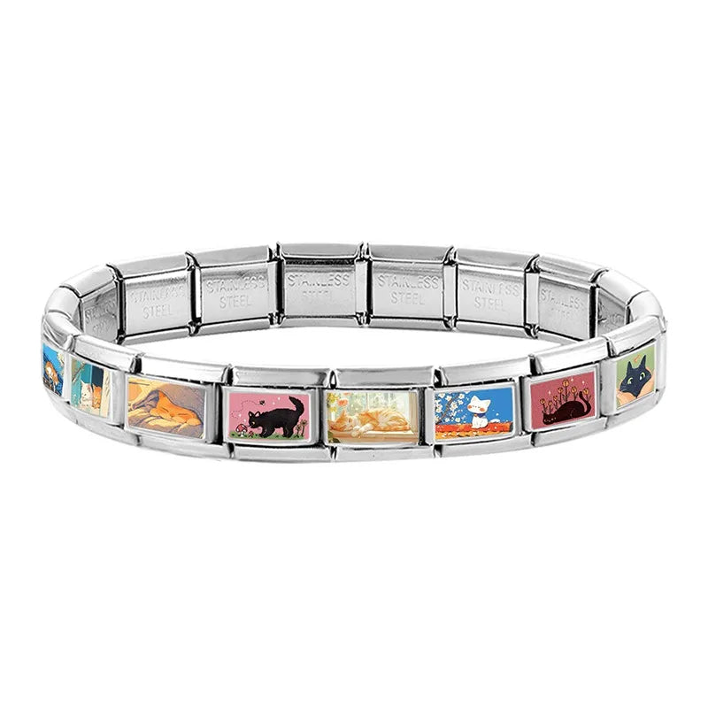 Women’s Charm Bracelet Kit - Customizable 9mm Stainless Steel Links Jewelry Gift