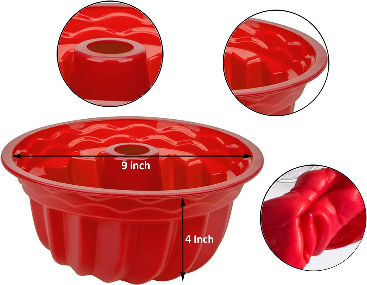 Silicone Fluted Tube Pans - Non-Stick Baking Mold for Cakes, Bread, Gelatin & Jello