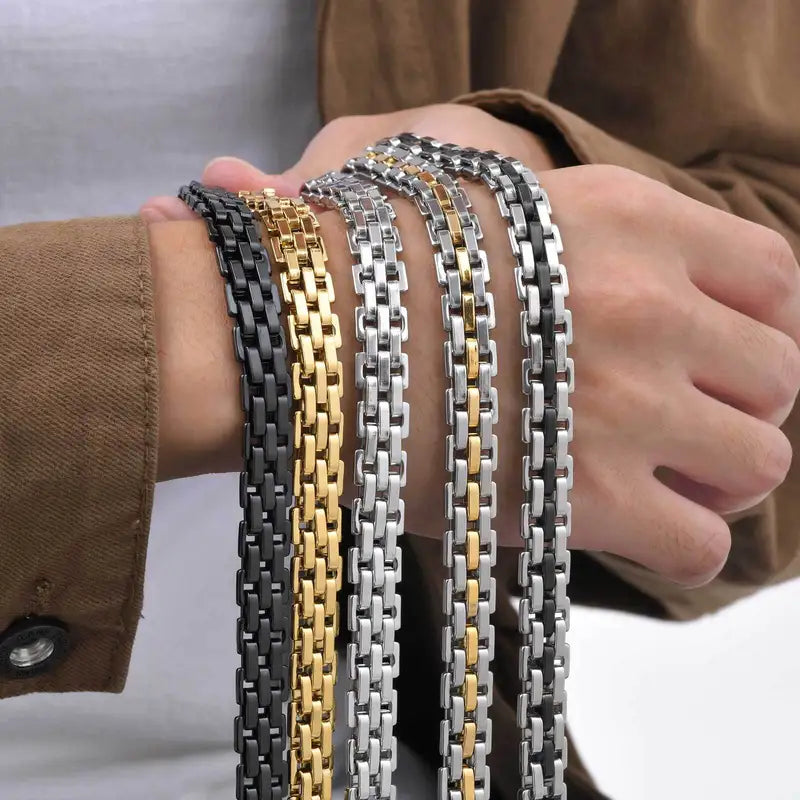 Men's Two Tone Stainless Steel Bracelet Jewelry for Men