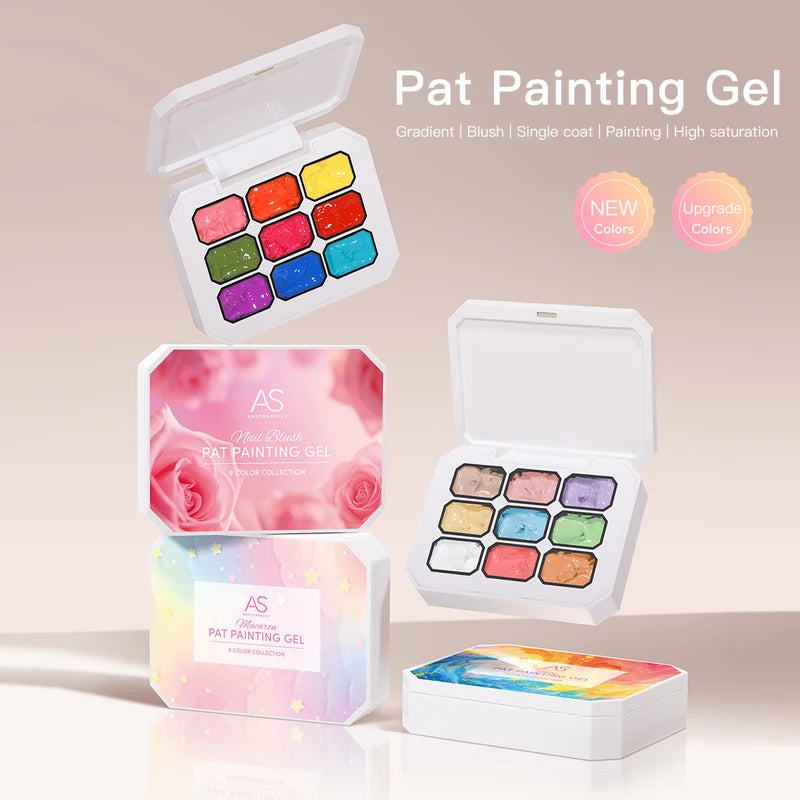 Gel Nail Polish Set with Gradient Transfer Design - 9 Colors UV LED Soak Off